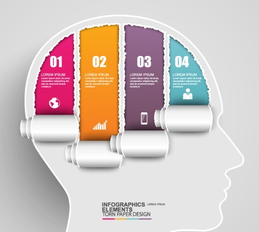 Torn Paper Brain Infographic Elements Vector