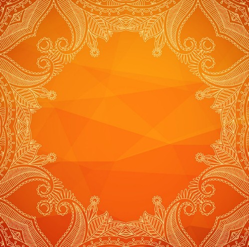 Vintage Floral Pattern with Polygon Background Vector