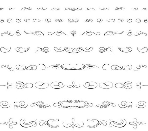 Pen Strokes Ornamental Corner Set 02