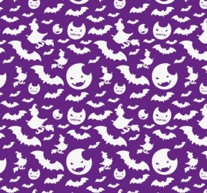 Moon & Bat Halloween Pattern Background Vector