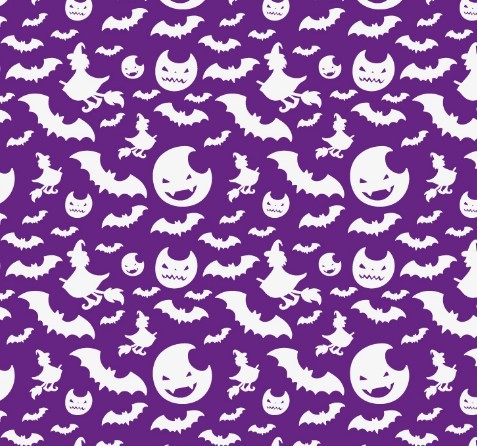 Moon & Bat Halloween Pattern Background Vector