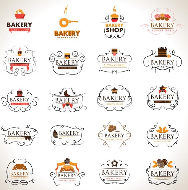 Elegant Bakery Logo Set Vector