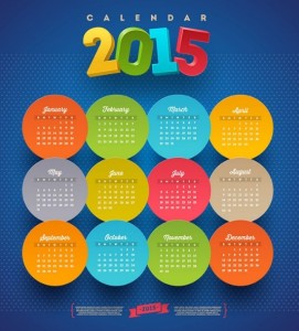 Colorful Circular Calendar 2015 Vector