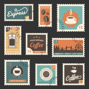 Retro Style Fresh Coffee Stamp Set Vector