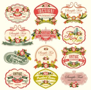 Vintage Floral Logo & Badge Set Vector