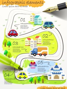 Cartoon City Infographic Elements Vector