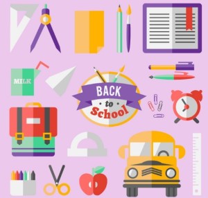 Flat Cartoon Back To School Design Elements Vector
