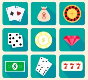 9 Flat Long Shadow Rounded Casino Icons Vector