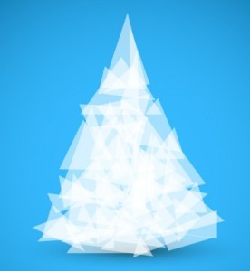 White Abstract Polygon Christmas Tree Vector