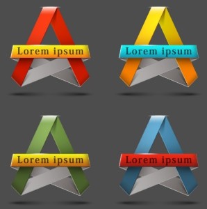3D Ribbon Label Set Vector