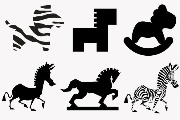 Horse Shape Silhouettes Vector