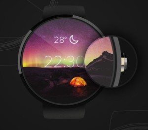 Dark Moto 360 Smartwatch Template PSD