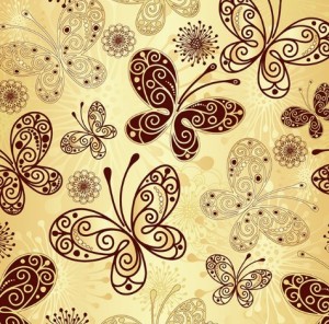 Golden Line Art Butterfly Background Vector