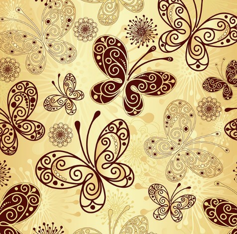 Golden Line Art Butterfly Background Vector