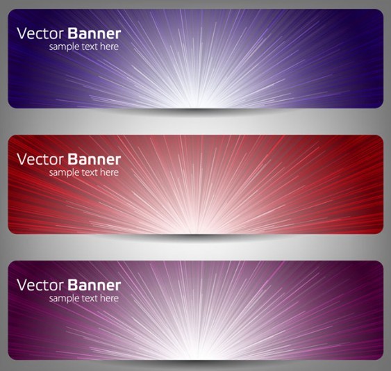 Radial Lines Banner Set Vector