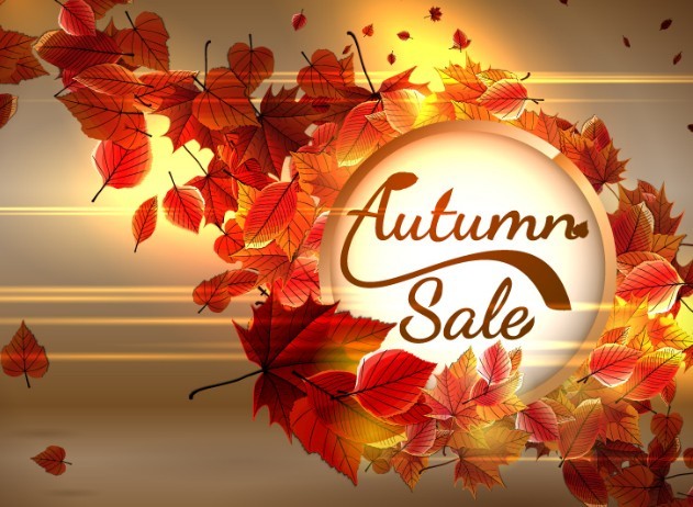 Elegant Red Leaves Autumn Sale Vector Background