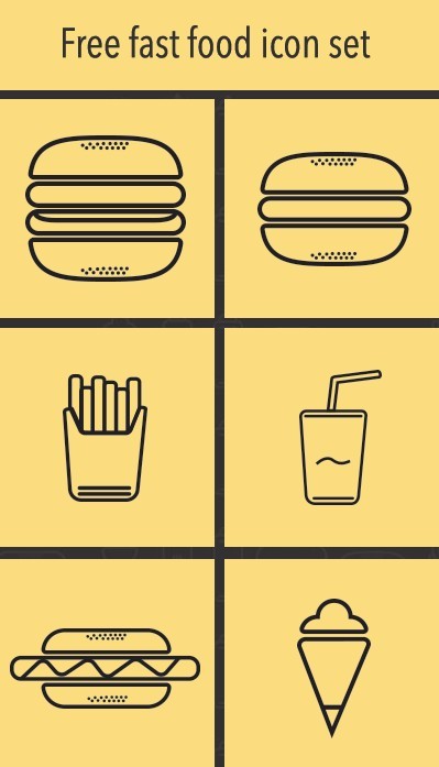 Fast Food Icon Set Vector
