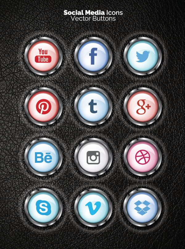 12 Social Media 3D Icons Vector