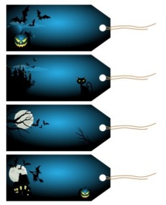 4 Halloween Tags Vector