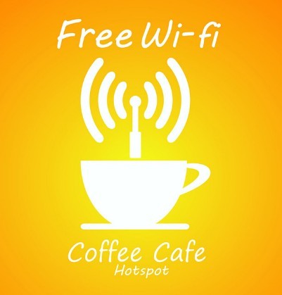 Coffee Cafe Free Hotspot WIFI Sign Vector