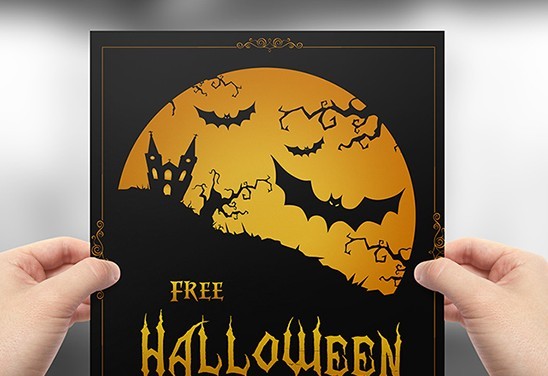 Full layered Vector Halloween Flyer Template PSD