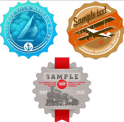 Vintage Transport Badges Vector