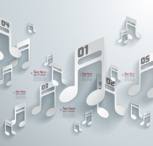 3D Origami Musical Notes Vector