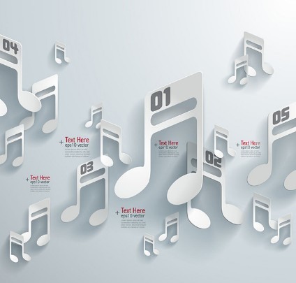 3D Origami Musical Notes Vector