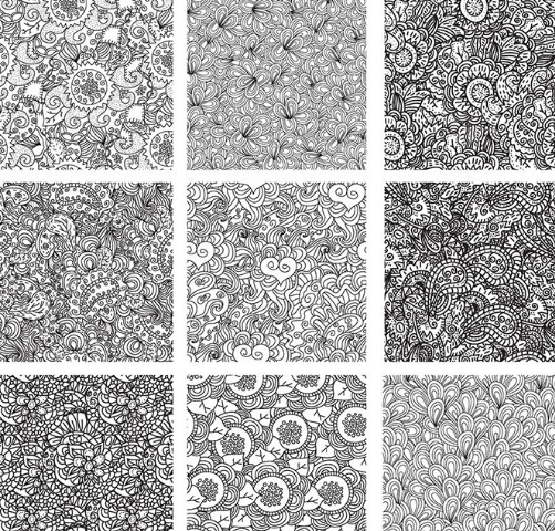 Flourish Vintage Pattern Set Vector