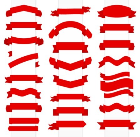 Red Ribbon Set Vector