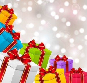 Colorful Gift Boxes with Red Ribbon Bows Vector