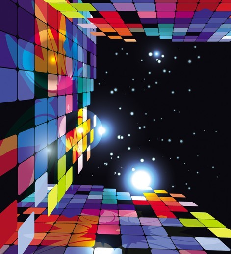 3D Colorful Blocks Background Vector 02