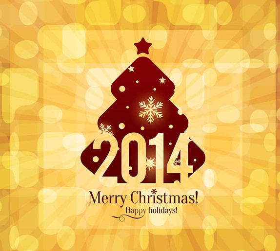 Elegant Orange Christmas & New Year Background Vector 02