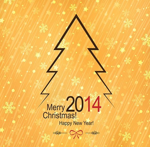 Elegant Orange Christmas & New Year Background Vector 04