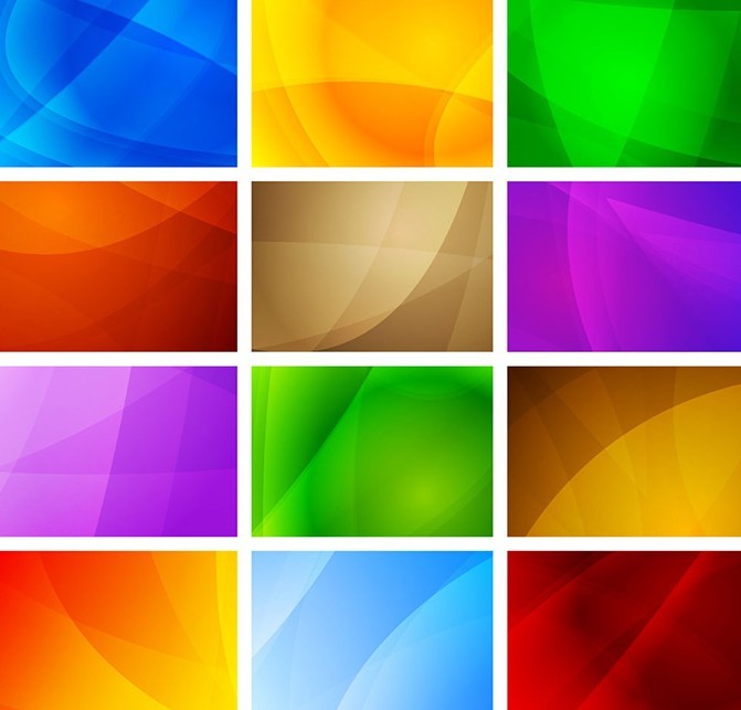 Colorful Waves Background Set Vector