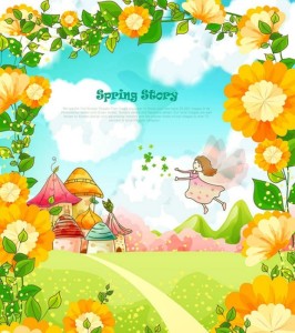 Spring Story Cartoon Illustration Vector
