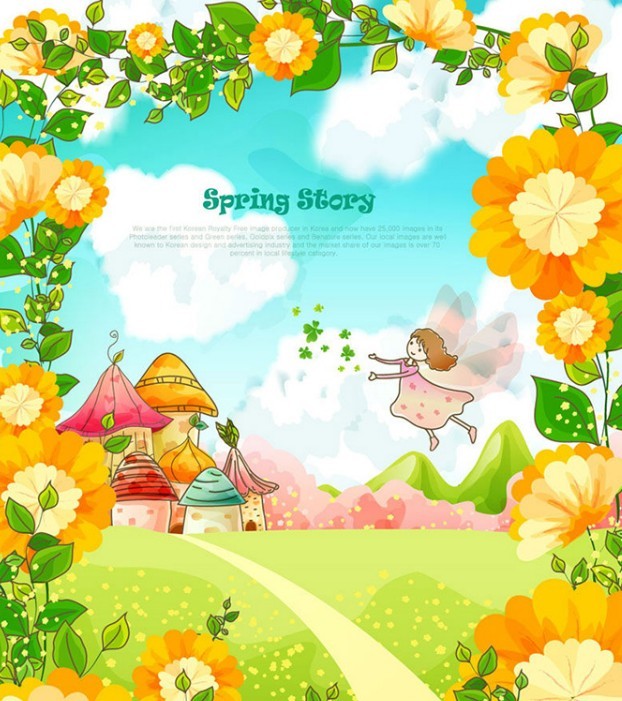 Spring Story Cartoon Illustration Vector