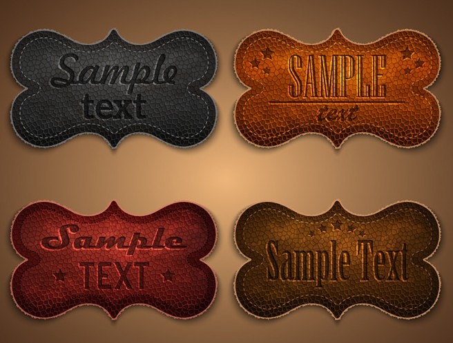 Vintage Leather Badge Set Vector