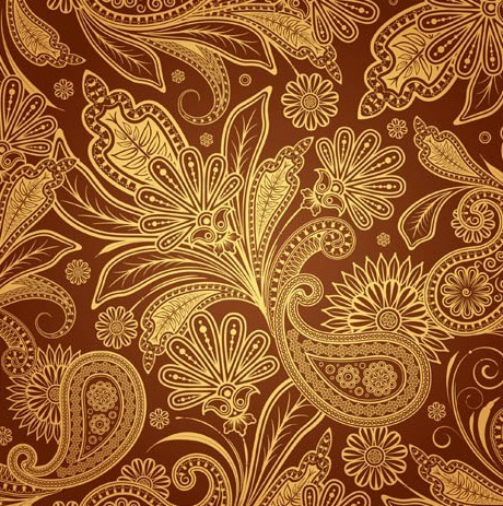 Vintage Gold Floral Pattern Vector 02