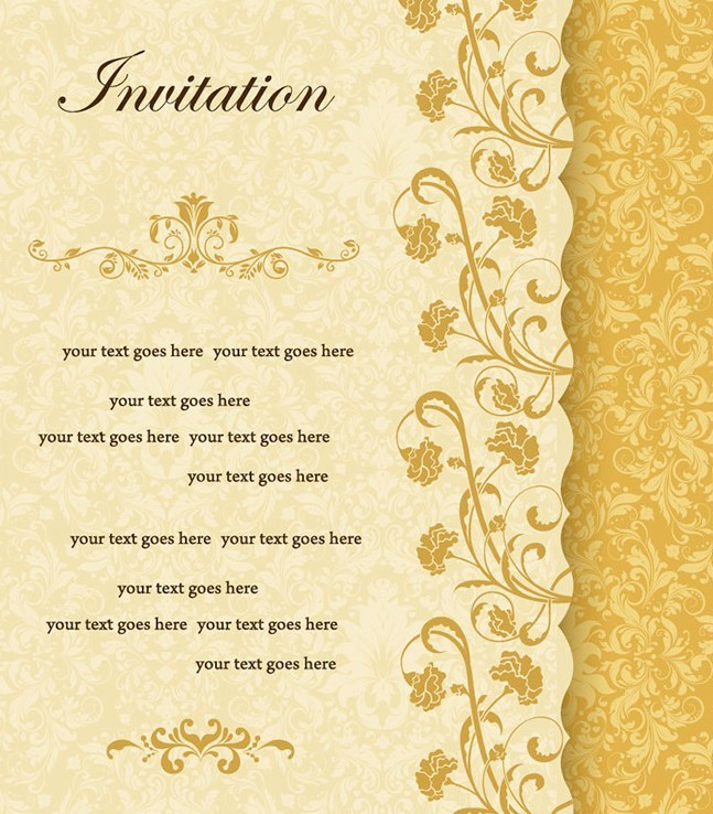 Vintage Yellow Floral Invitation Card Vector