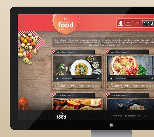 Food Online Service Website Template PSD