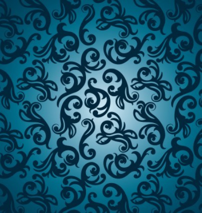 Blue Vintage Floral Pattern Vector