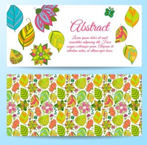 Cartoon Leaves Cards Vector