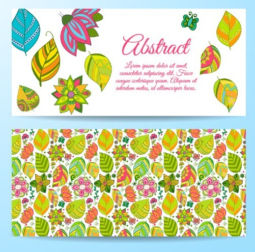 Cartoon Leaves Cards Vector