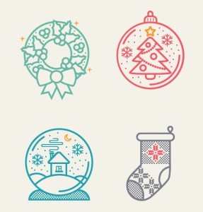 4 Simple Vector Christmas Icons