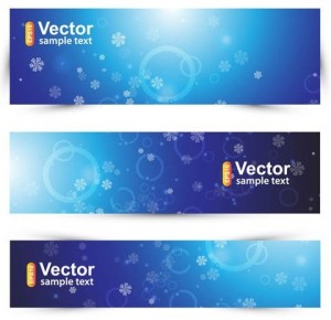 Blue Snowflakes Banner Set Vector