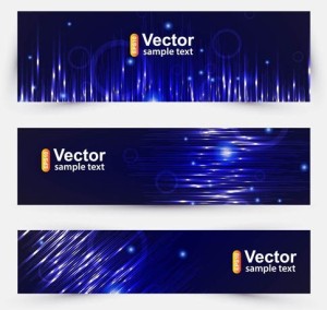 Abstract Blue Lights Banner Set Vector