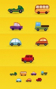 Cartoon Mini Transportation Icons Vector