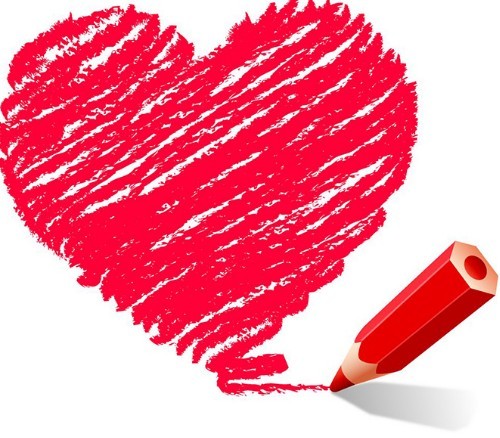 Crayon Drawing Love Heart Vector