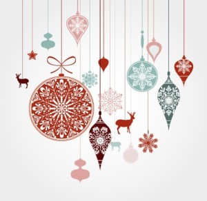 Hanging Christmas Holiday Ornaments Vector